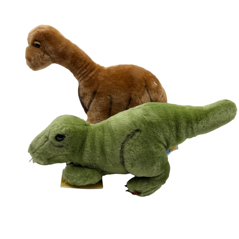 VTG Dakin Dinosaur Plush lot‎ Brown green Stuffed Animal Brontosaurus t rex